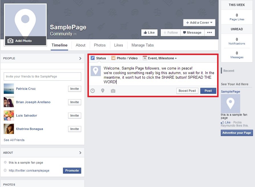 Facebook Status, Image/Video, Events fb-status-image-video-events