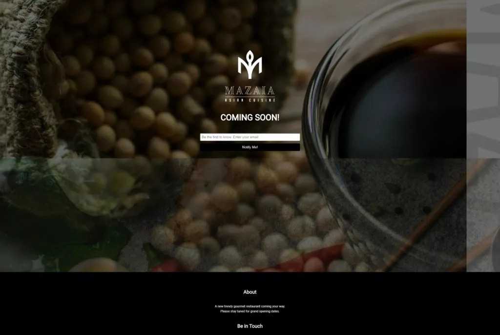 Mazaia Kitchen website