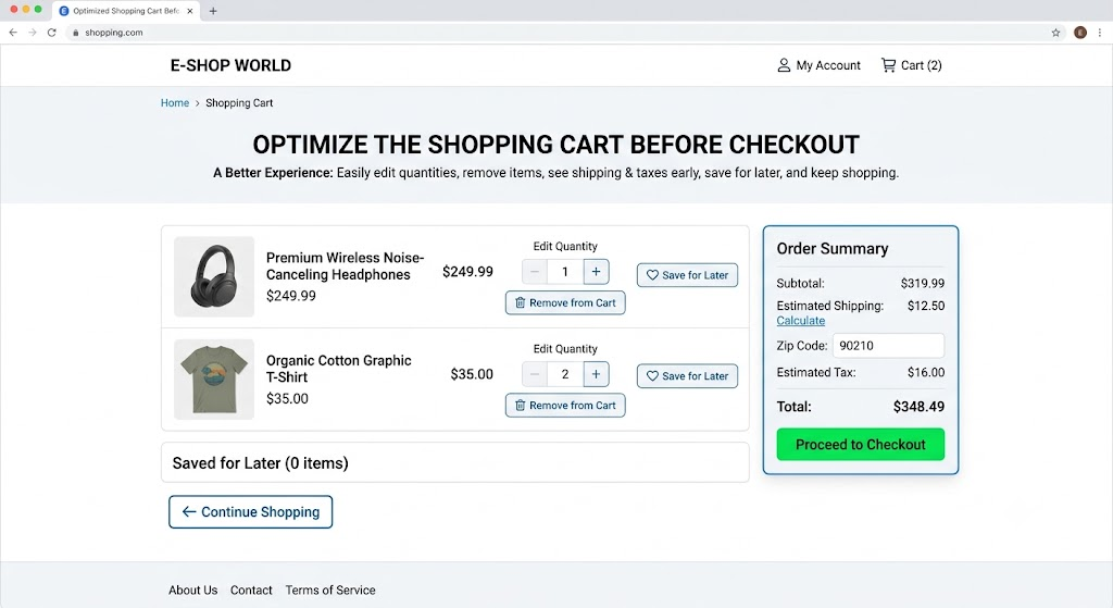 Tip #8: Optimize the Shopping Cart Before Checkout